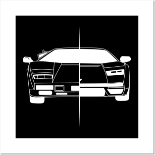 Countach White Outline Posters and Art